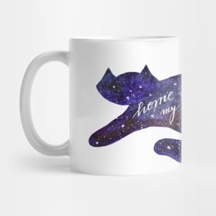 Watercolor galaxy cat - purple Mug